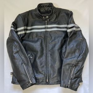 Unik Leather Apparel Men's Black Leather Motorcycle Jacket Size 44